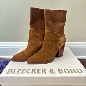 Bleeker & Bond Women's Brown Suede Heeled Boots